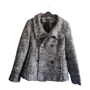 H&M Women's Coat/Jacket Herringbone Tweed Button Double-Breasted Size 14 - Picture 1 of 3