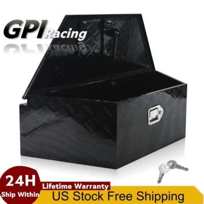 Remolque de aluminio 39"x16,5"x12" camioneta pickup lengüeta caja de herramientas plataforma debajo de la carrocería negro Foto 1 de 4