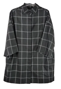 Sejour 1X 3/4 Sleeve Business Casual Women's Plus Plaid Button Up Over Coat NICE - Picture 1 of 17