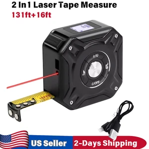 Laser Tape Measure 2 In 1 Digital Tape Measure High Precision Laser Rangefinder - Picture 1 of 5