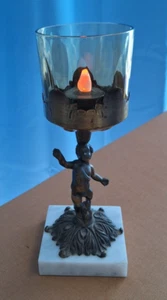 Cherub Putti Pillar Bronze W/ Marked Marble Base(3056Tote16) Damage Free - Picture 1 of 15