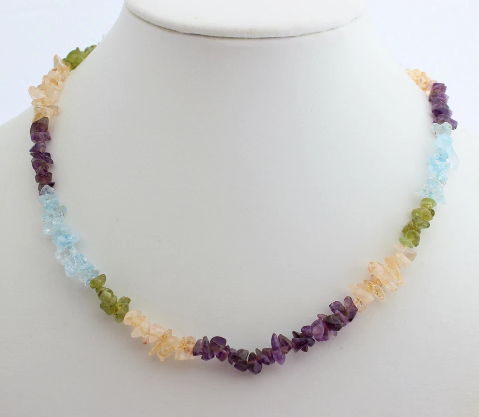 Peridoto Amatista Citrino Topacio Azul Cadena de Minerales Collar Picado Colores - Imagen 1 de 2