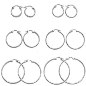 Orecchini a cerchio in argento sterling 925 sottili lisci lucidi (scegli diametro) - Foto 1 di 22