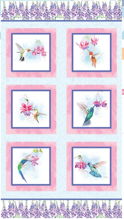 Hummingbird Garden Panel ~ Benartex - 24" X 44" - Image 1 of 1
