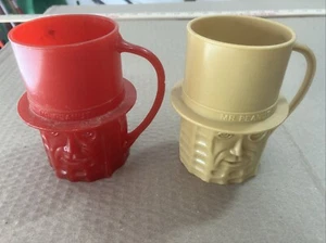 Vintage 1960’s Planters Peanuts  Mr. Peanut Advertising Plastic Cup   SET OF 2 - Picture 1 of 7