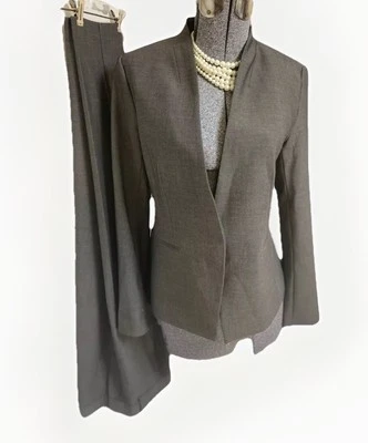 NEW Ann Taylor Pant Suit Size 4 Jacket 6 Pant Two Piece Set French Placket - Image 1 of 4