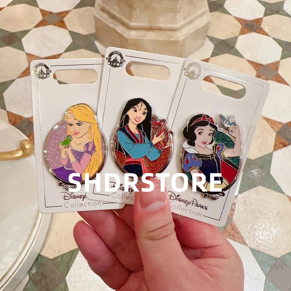 Disney Pin Auténtico Blancanieves Rapunzel Mulan Princesa Juego de 3 Pines Disneyland Foto 1 de 1