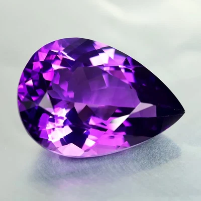 15.52 ct Pear (21.11 x 15.06 mm) Brazil Natural Purple Amethyst Loose Gemstone - Image 1 of 2