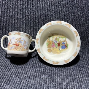 Royal Doulton Bunnykins Two-handled Cup with Bowl - Picture 1 of 12