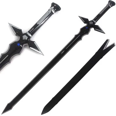 SAO Dark Repulser Sword of Kirito Steel Blade Replica with Black Wooden Scabbard - Image 1 of 3