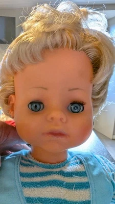 Poupée ancienne Raynal – Bébé dormeur 1960/70 – yeux dormeurs, cheveux blonds –  - Photo 1/4