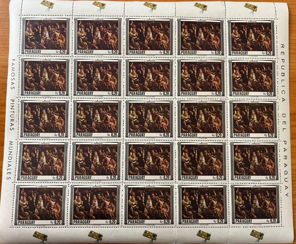 SA22m Paraguay 1967 Pinturas Famosas, Hoja Completa Foto 1 de 1