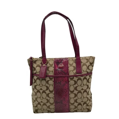 Coach Brown Canvas Signature Python Stripe Tote BagF25706 - Image 1 of 4