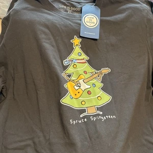 XL LIFE IS GOOD MENS SPRUCE SPRINGSTEEN BRUCE LS CRUSHER TEE JET BLACK AMERICA - Picture 1 of 1