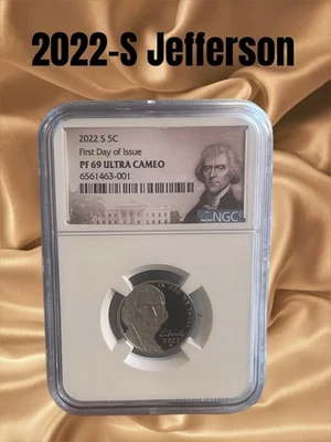2022-S Jefferson Nickel Proof NGC PF69 Ultra Cameo First Day Of Issue - Image 1 of 4