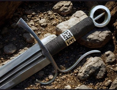 Hoja de acero al carbono forjada a mano espada vikinga lista para la batalla espada medieval + funda Foto 1 de 4