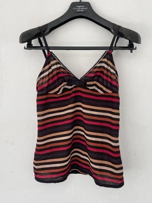 SONIA RYKIEL H&M Cotton Striped Top Detailed With A Black Bow GOOD CON - Image 1 of 4