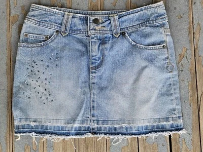 S.O, Minifalda Denim Y2K Talla 1 Cuentas Envejecida Mujer VERANO Lavado Ligero  Foto 1 de 4