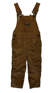 OshKosh B'Gosh Vestbak Insulated Denim Tan  100% Cotton Overalls 4T - Picture 1 of 10