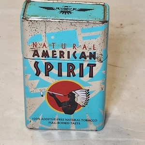 Confezione Scatola Sigarette Vintage AMERICAN SPIRIT Blu TIN Metallo Nativi Americani - Foto 1 di 8