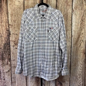 Cinch WRX FR Shirt Plaid Flame Resistant HRC-2 Mens Sz L Long Sleeve Pearl Snap - Picture 1 of 8