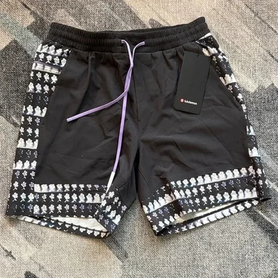 Pantalón Corto Piscina Lululemon 7" Entrepierna Para Hombre Talla M Gris Grafito/Púrpura Nuevo con Etiquetas Cordones Foto 1 de 4