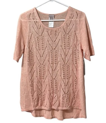 Suéter Chico's Mezcla de Lino Tejido Cuello Redondo Talla Chicos O EE. UU. Pequeño Ligero Foto 1 de 4