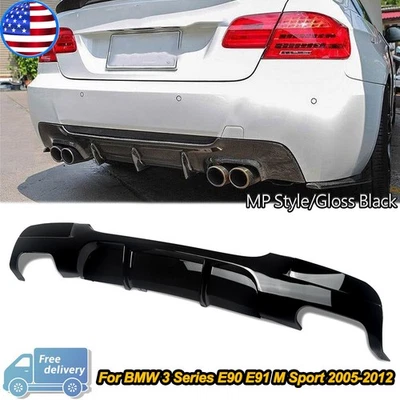 MP Rear Bumper Diffuser For BMW 3 Series E90 E91 M Sport 2005-2012 Gloss Black Foto 1 de 4