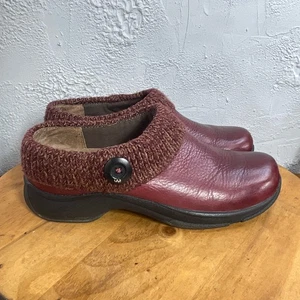 Zoccoli in pelle Dansko donna 40 US 9 marrone slip on maglia polsino bottoni comodi - Foto 1 di 16