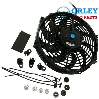 10 inch 12V PULL/PUSH SLIM RADIATOR ELECTRIC THERMO FAN+MOUNTING KITS 10'' - image 1 of 4