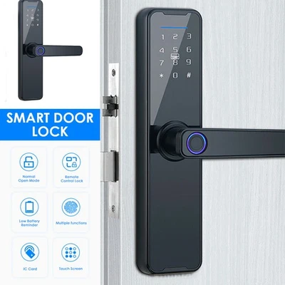 2025 Fingerprint Electronic Smart Door Lock APP Card Password Key Home Security - Image 1 of 4