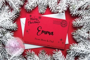 Personalised Red Christmas Envelope Gift Card Letter from Santa Secret Money - Picture 1 of 5