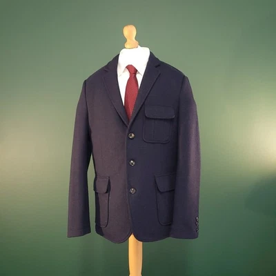 Hardy Amies Blazer Men's Medium Navy Wool Single Breasted Notch Lapel Jacket - Image 1 of 4