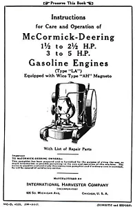 International IH LA Gas Engine Motor 1.5-2.5 & 3-5 hp Wico AH Mag Book Manual - Picture 1 of 3