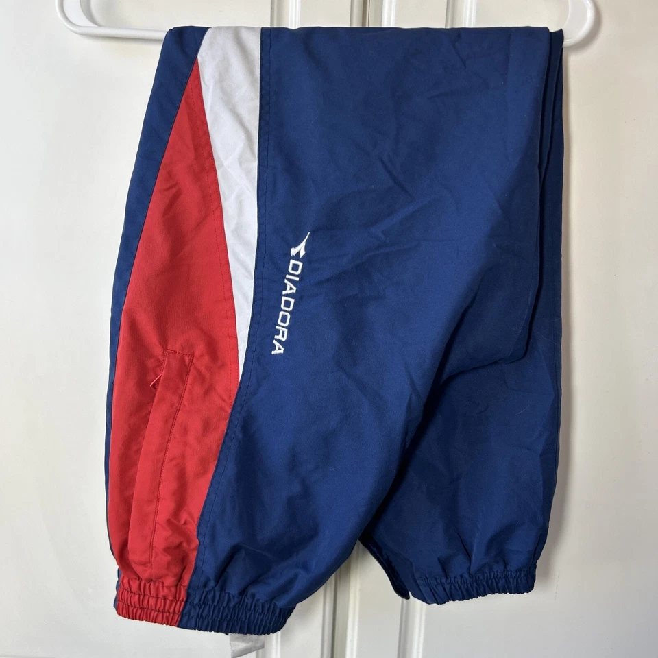 Vtg DIADORA Sweatpants Soccer Football Polyester Zipper Ankles Lined Size Med - Image 1 of 4