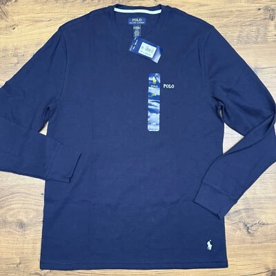 Новый с Ярлыками Polo Ralph Lauren мужской большой синий белый логотип вафли тепловой ворота рубашка - Изображение 1 из 4