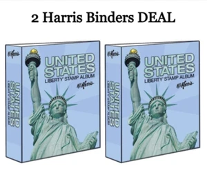 X2 HE Harris Traditional US Liberty Stamp Album 3 Inch  2 Post Binders Storage - Picture 1 of 6