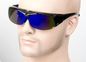 1,0 mm polarisiert rauchfarben/verspiegelt aufklappbar passt über die meisten Sonnenbrillen Brille schwarz 88P - Bild 1 von 26