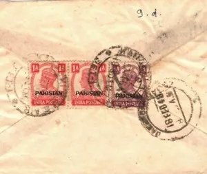 PAKISTAN Cover INDIA KGVI Overprints Karachi Air Mail Jamnagar 1948 DA20 - Picture 1 of 6