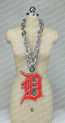 New MLB DETROIT TIGERS SILVER Jumbo Big Fan Chain Necklace Foam MI USA - Image 1 of 3