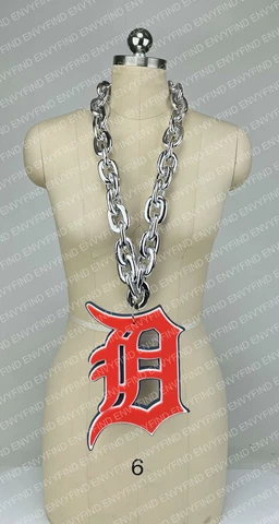 New MLB DETROIT TIGERS SILVER Jumbo Big Fan Chain Necklace Foam MI USA Cover