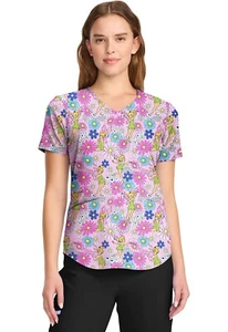 Cherokee Licensed Women's Scrubs V-Neck Print Top TF737 TBYF Stay Fiesty - Picture 1 of 6