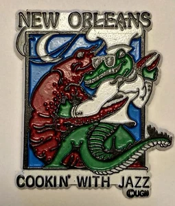 New Orleans Cookin mit Jazz Langusten Alligator Kühlschrankmagnet Louisiana - Bild 1 von 2