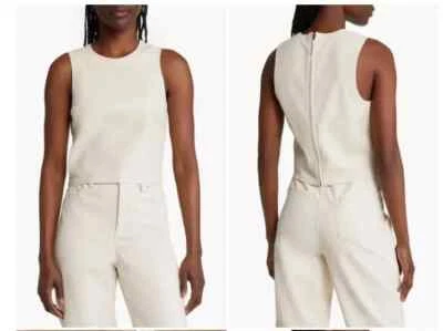 Women's Casual White Handmade Genuine Party Top Formal Stylish Lambskin Leather - Image 1 of 4