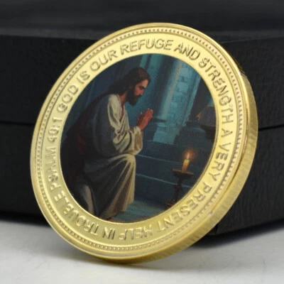 Lord Jesus Challenge Coin Christian Gold Plated Commemorative Medal Art Ornament - Image 1 of 4