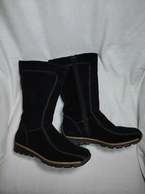 ALDO 12" Bota de Invierno Mujer EE. UU. 9 UE 39 Italiana Gamuza Cuero Media Pantorrilla Cremallera Lateral Negra Foto 1 de 4