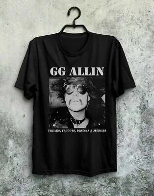Camisa negra unisex de todas las tallas Gg Allin Freaks maricones borrachos y adictos Foto 1 de 3