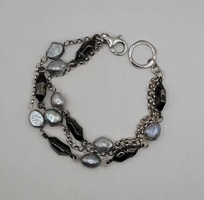 Pulsera de hematita Robert Lee Morris RLM Studio de tres hilos de perlas de ley Foto 1 de 4