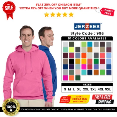Jerzees 996 Adult NuBlend Fleece Pullover Top Hoodie ComfortSoft Sweatshirt - Image 1 of 2