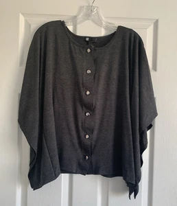 Carole Little Top Womens Size MP Gray Button Front Bat Wing Poncho Sleeve - Picture 1 of 8